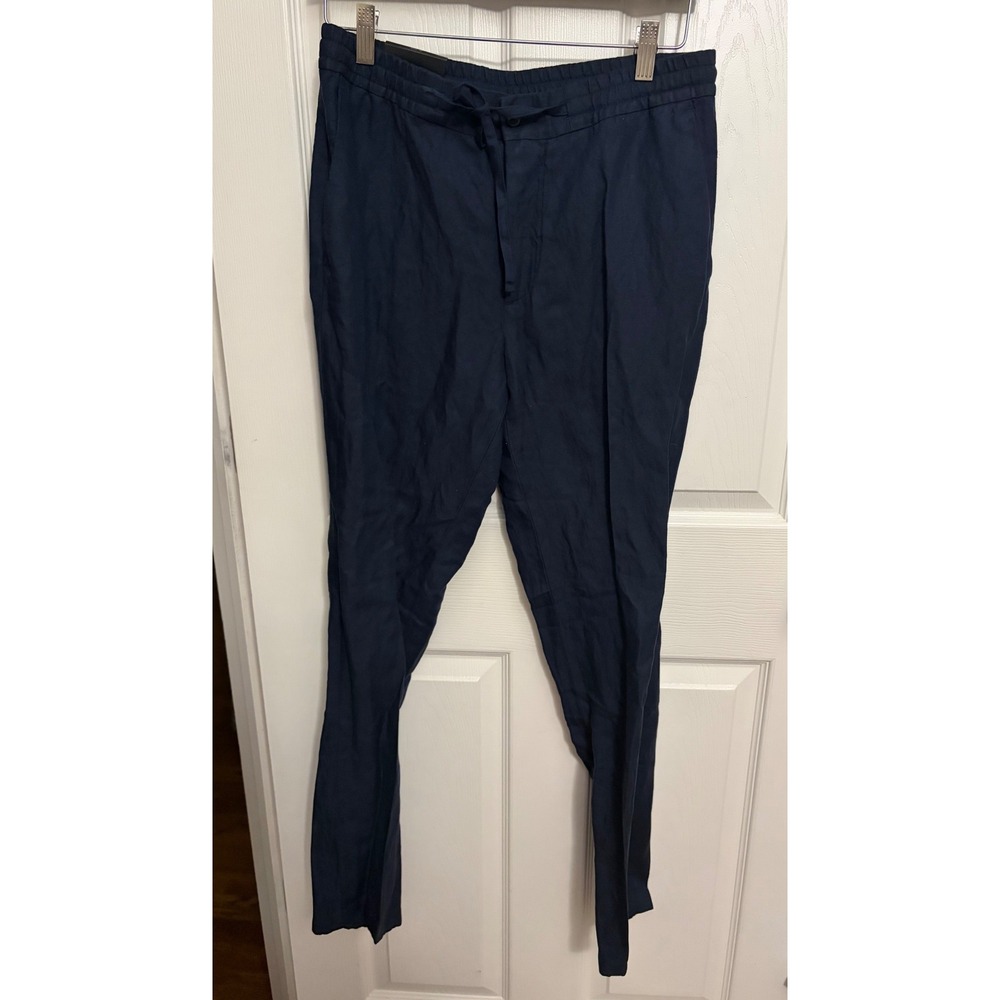 NEW J. Lindeberg | Men's Sasha Drape Linen Pants Navy Sz 30/31 US 48 EU